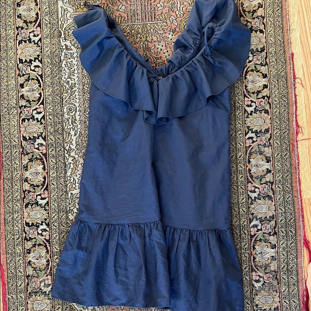 Rebecca Taylor Navy Ruffled Dress